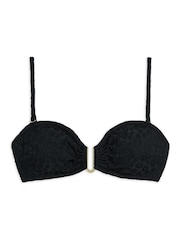 Chelsea Peers Black Leopard Print Jacquard Bandeau Bikini Top - Image 4 of 5