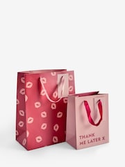 Rockett St George Set of 2 Red/Pink Slogan Gift Bags - Image 5 of 5