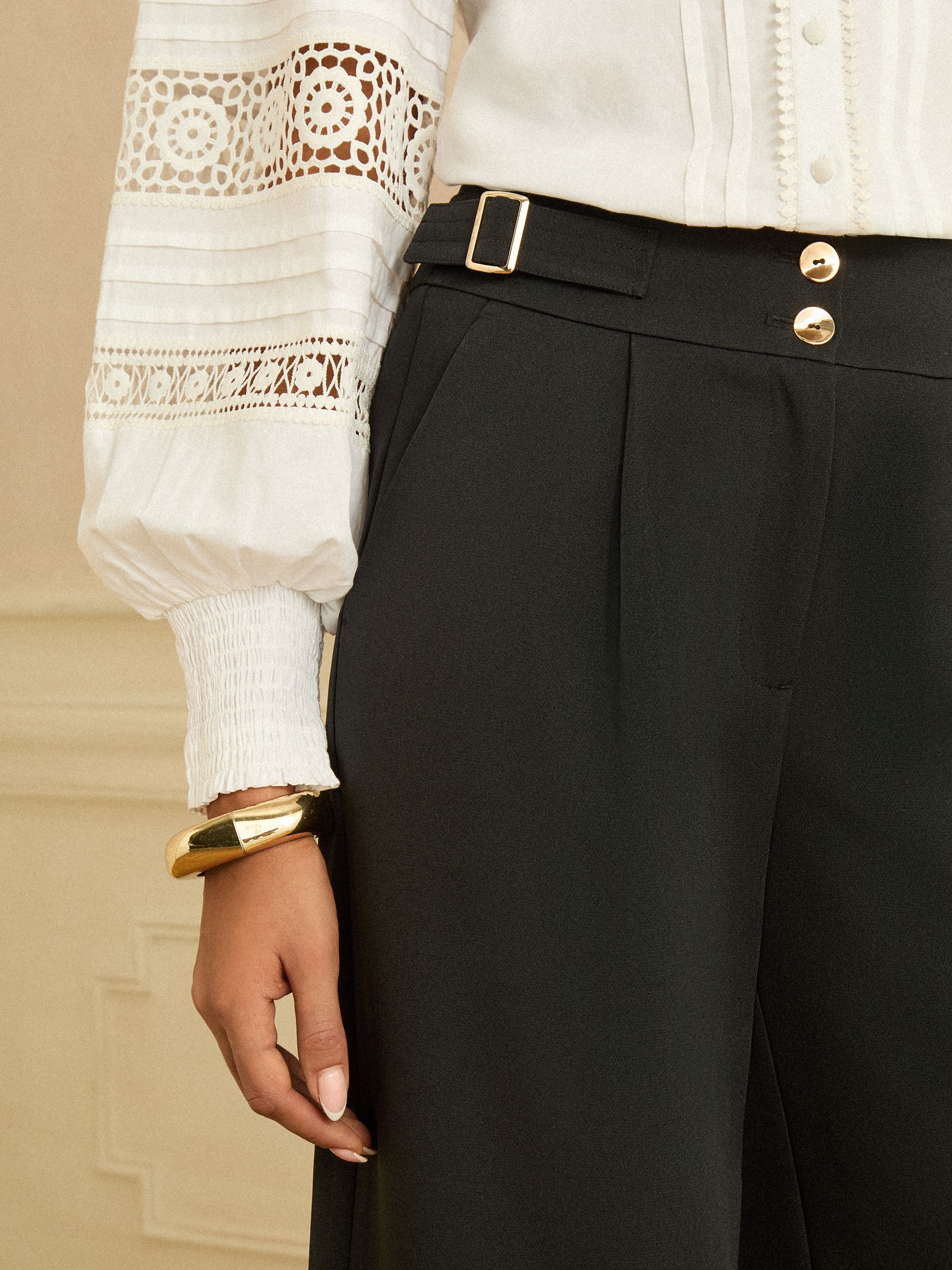 Buy Love & Roses Black Wide Leg Buckle Detail Trousers from Next USA