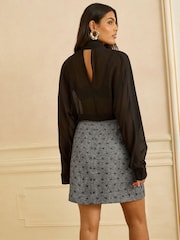 Grauer Schleifendruck - Love & Roses Mini Skirt - Bild 4 von 4