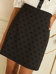 Black Flocked Bow rint - Love & Roses Mini Skirt - Bild 1 von 4