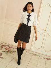 Black Flocked Bow rint - Love & Roses Mini Skirt - Bild 3 von 4