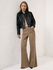 Reiss Black Drew Collared Leather Jacket - Image 3 of 8