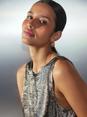 Champagne Gold Metallic Shell Top - Image 5 of 8