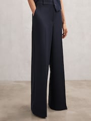 Reiss Navy Gabi Petite Wide-Leg Suit Trousers - Image 3 of 8