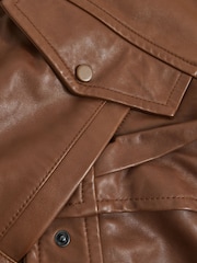 Reiss Tan Peyton Oversized Leather Jacket - Image 7 of 7