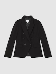 Reiss Black Gabi Petite Double-Breasted Suit Blazer - Image 2 of 8