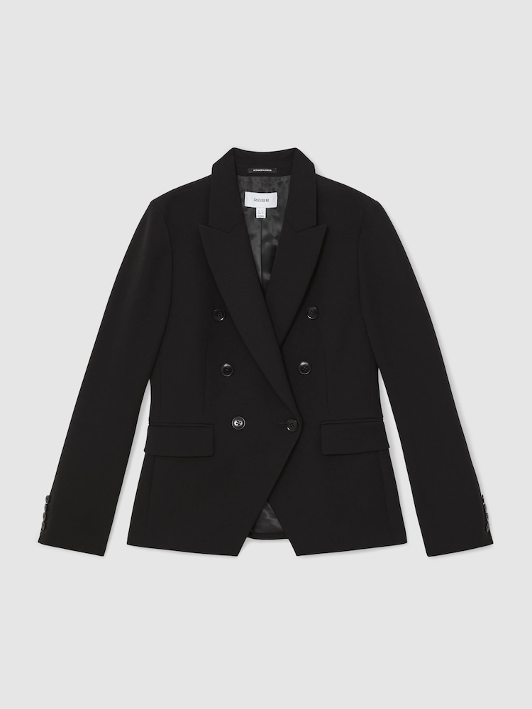 Reiss Black Gabi Petite Double-Breasted Suit Blazer - Image 2 of 8 Reiss Black Gabi Petite Double-Breasted Suit Blazer - Image 2 of 8