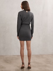 Reiss Grey Ria Wool-Blend Crystal-Bow Knit Mini Dress with Cashmere - Image 5 of 6