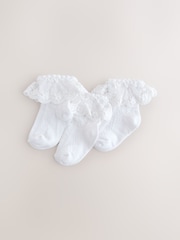 White Lace Baby Socks 3 Pack (0mths-2yrs) - Image 1 of 3