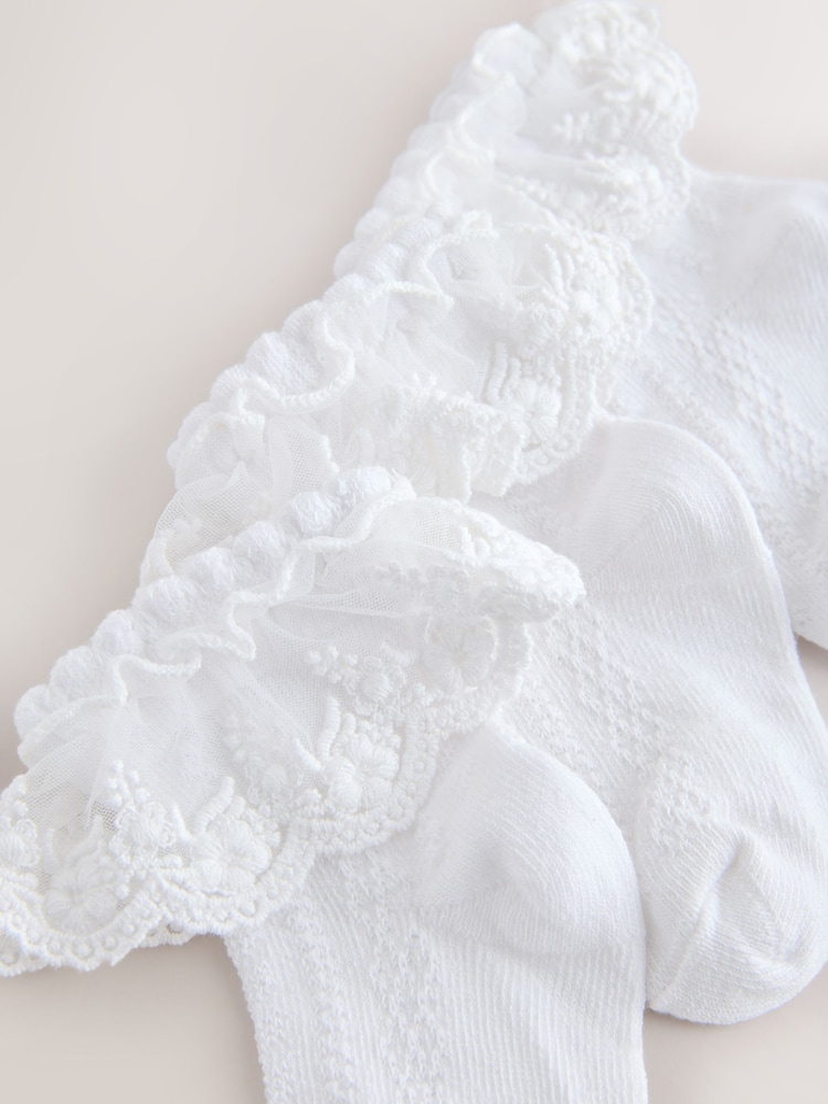 White Lace Baby Socks 3 Pack (0mths-2yrs) - Image 2 of 3 White Lace Baby Socks 3 Pack (0mths-2yrs) - Image 2 of 3