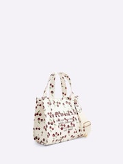 River Island Cherry Print Embroidered Tote Bag - Image 4 of 5