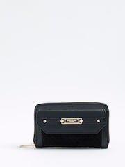 River Island Black Embossed Monogram Envelope Purse - Image 1 of 5