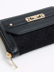 River Island Black Embossed Monogram Envelope Purse - Image 4 of 5