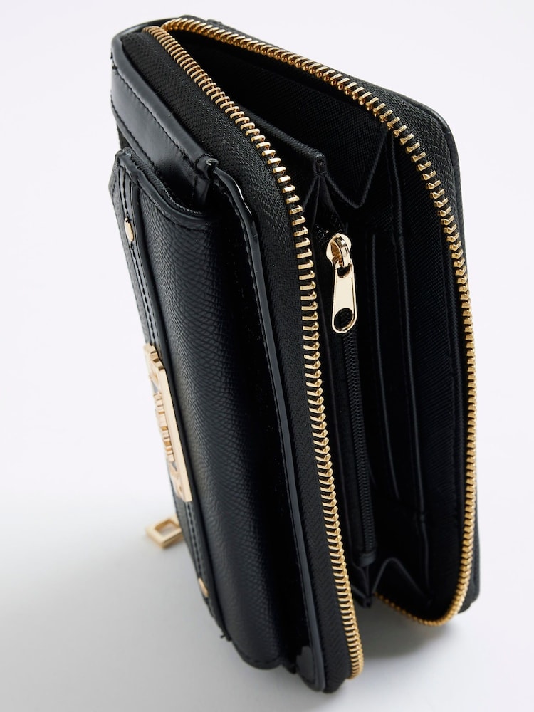 River Island Black Embossed Monogram Envelope Purse - Image 5 of 5