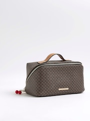 River Island Brown Monogram Charm Make-Up Bag - Image 2 of 5