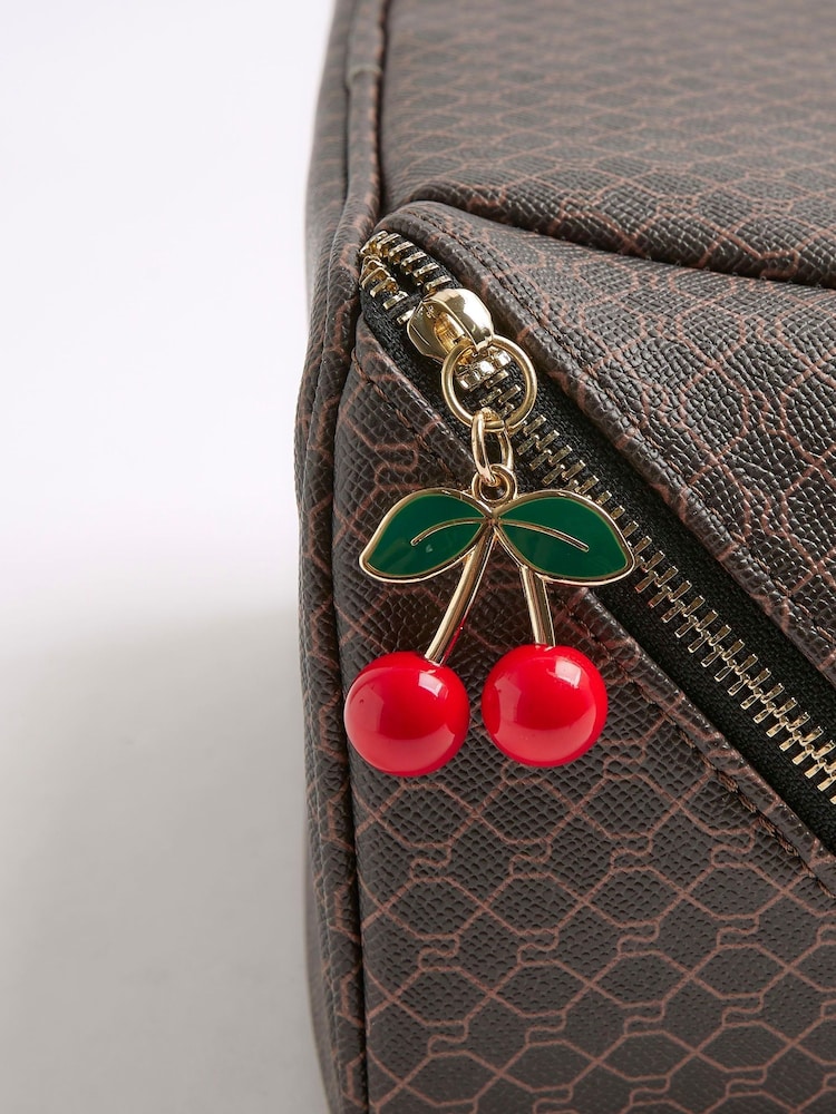 River Island Brown Monogram Charm Make-Up Bag - Image 5 of 5 River Island Brown Monogram Charm Make-Up Bag - Image 5 of 5