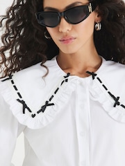 River Island White Collar Lace Trim Poplin Shirt - Image 4 of 4