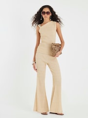 River Island Brown Textured Wide Leg Trousers - Image 1 of 4