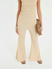River Island Brown Textured Wide Leg Trousers - Image 4 of 4