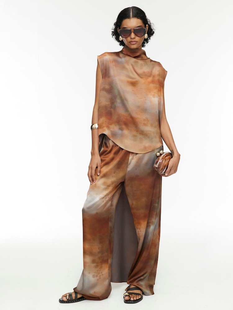 River Island Brown Ombre Pull On Trousers - Image 1 of 4