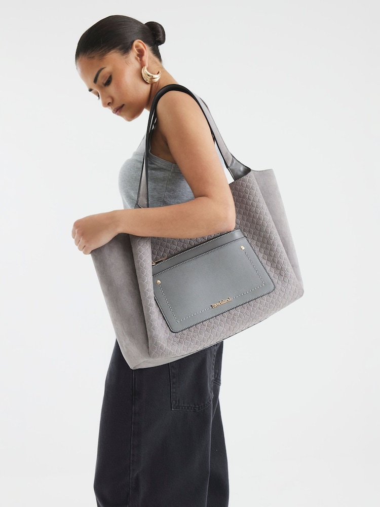 River Island Grey Pocket Embossed Shopper Bag - Image 6 of 6 River Island Grey Pocket Embossed Shopper Bag - Image 6 of 6
