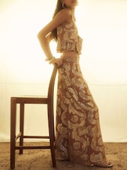 River Island Brown Printed Wide Leg Trousers - Image 2 of 4