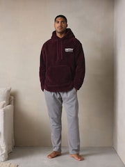 Burgundy Red Snoopy Borg Fleece Hoodie - Image 3 of 5