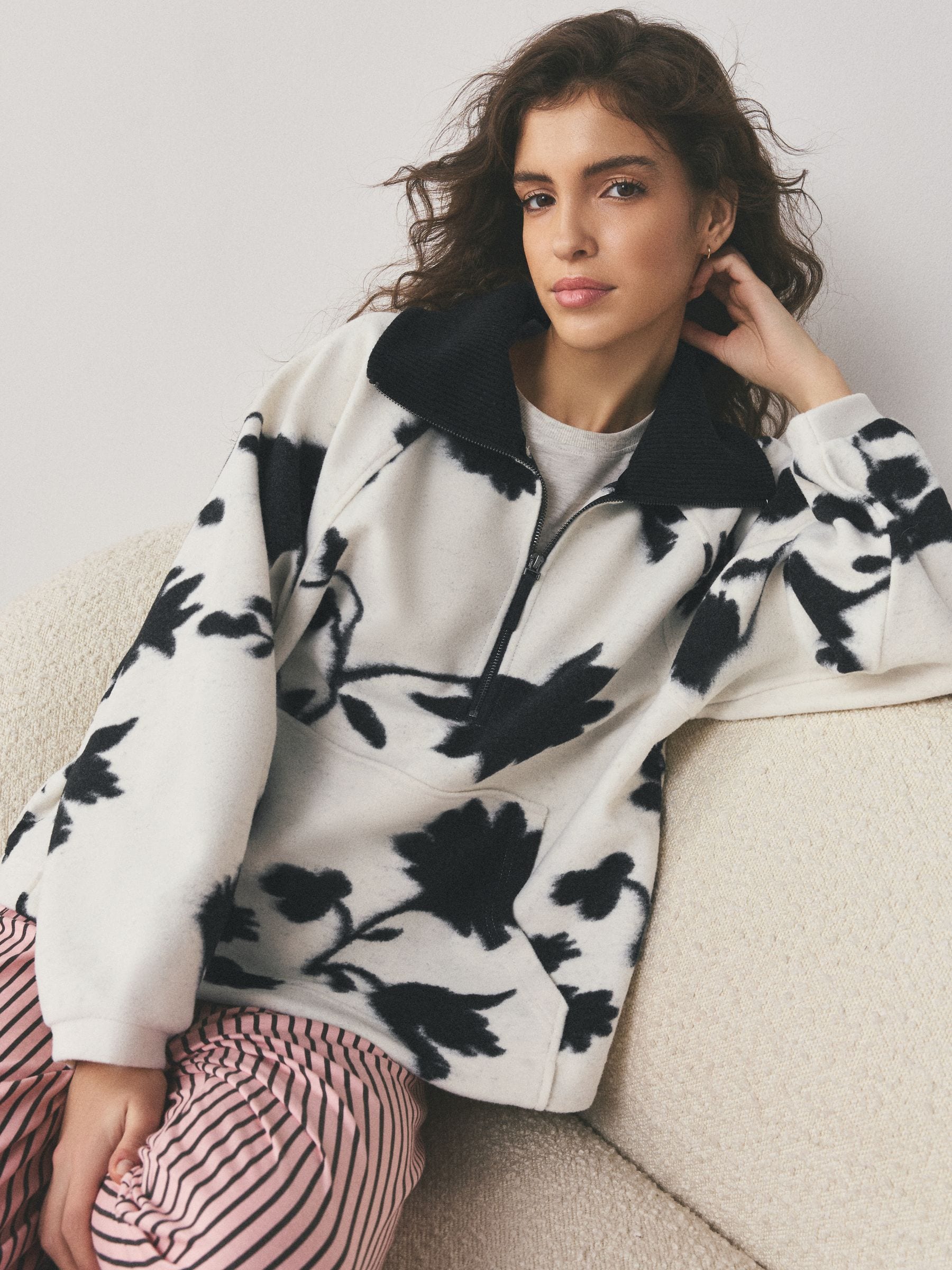 nike floral half zip