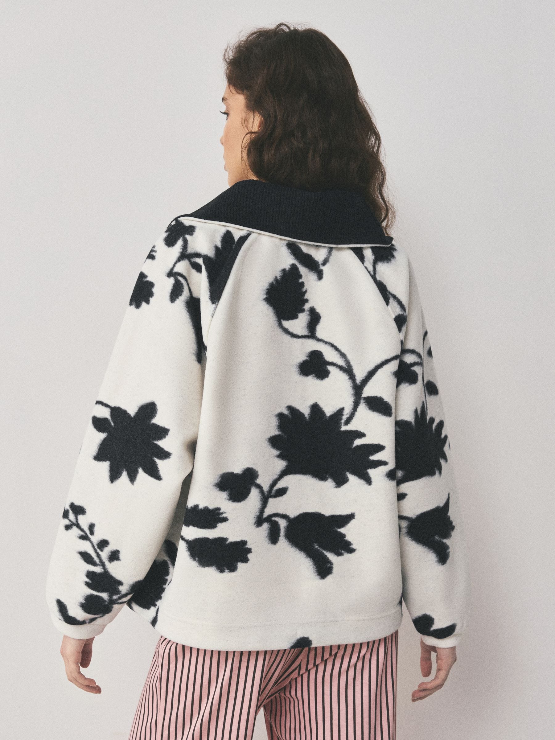 Buy Black/White Floral Half Zip Fleece from Next USA
