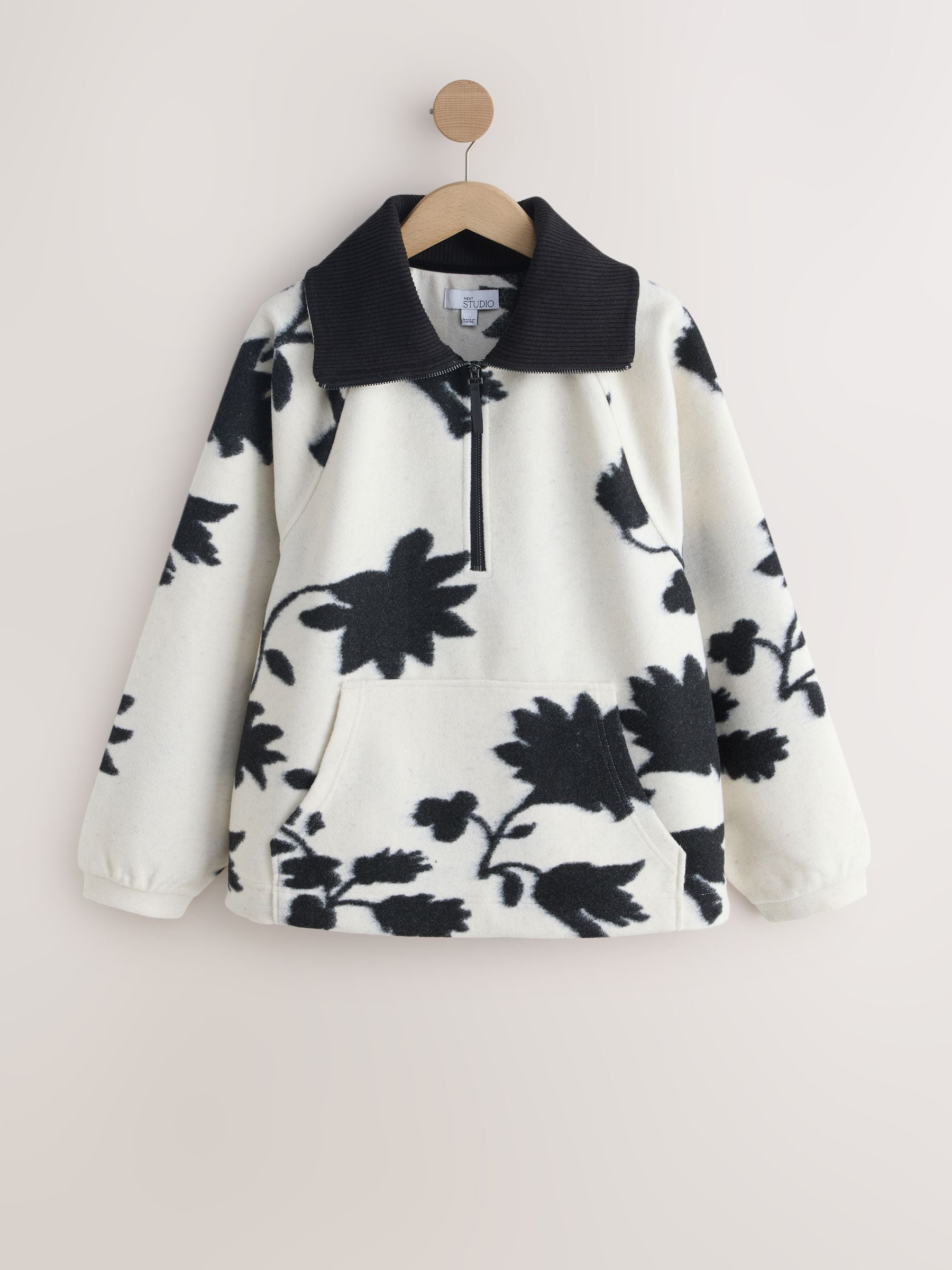 Buy Black/White Floral Half Zip Fleece from Next USA