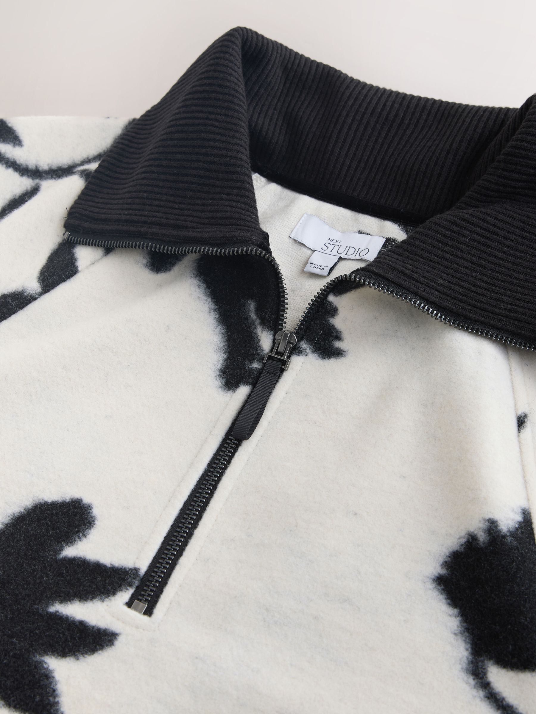 Buy Black/White Floral Half Zip Fleece from Next USA