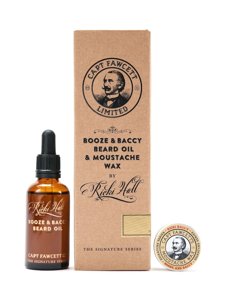 Captain Fawcett Ricki Halls Booze and Baccy Oil and Wax Gift Set - Image 1 of 2
