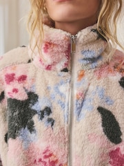 Cream Floral Borg Half Zip Fleece - Image 5 of 9