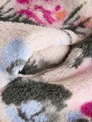 Cream Floral Borg Half Zip Fleece - Image 8 of 9