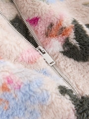 Cream Floral Borg Half Zip Fleece - Image 9 of 9