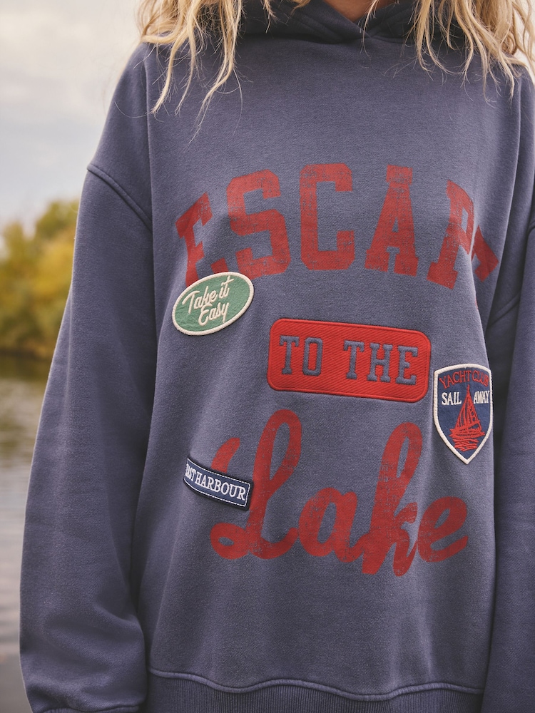 Denim Blue Graphic Hoodie - Image 5 of 5