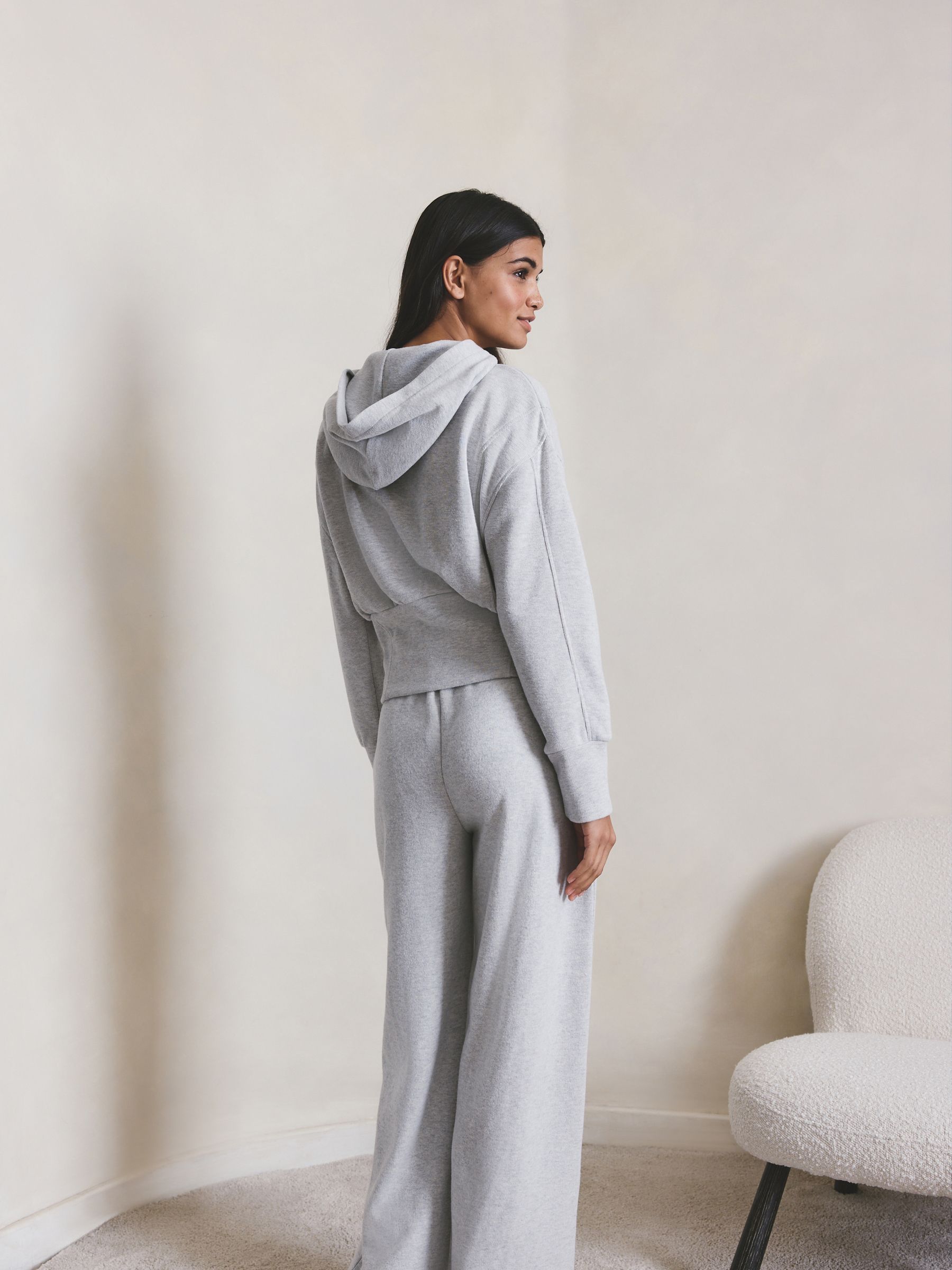 Buy Grey Ribbed Full Zip Hoodie from Next USA