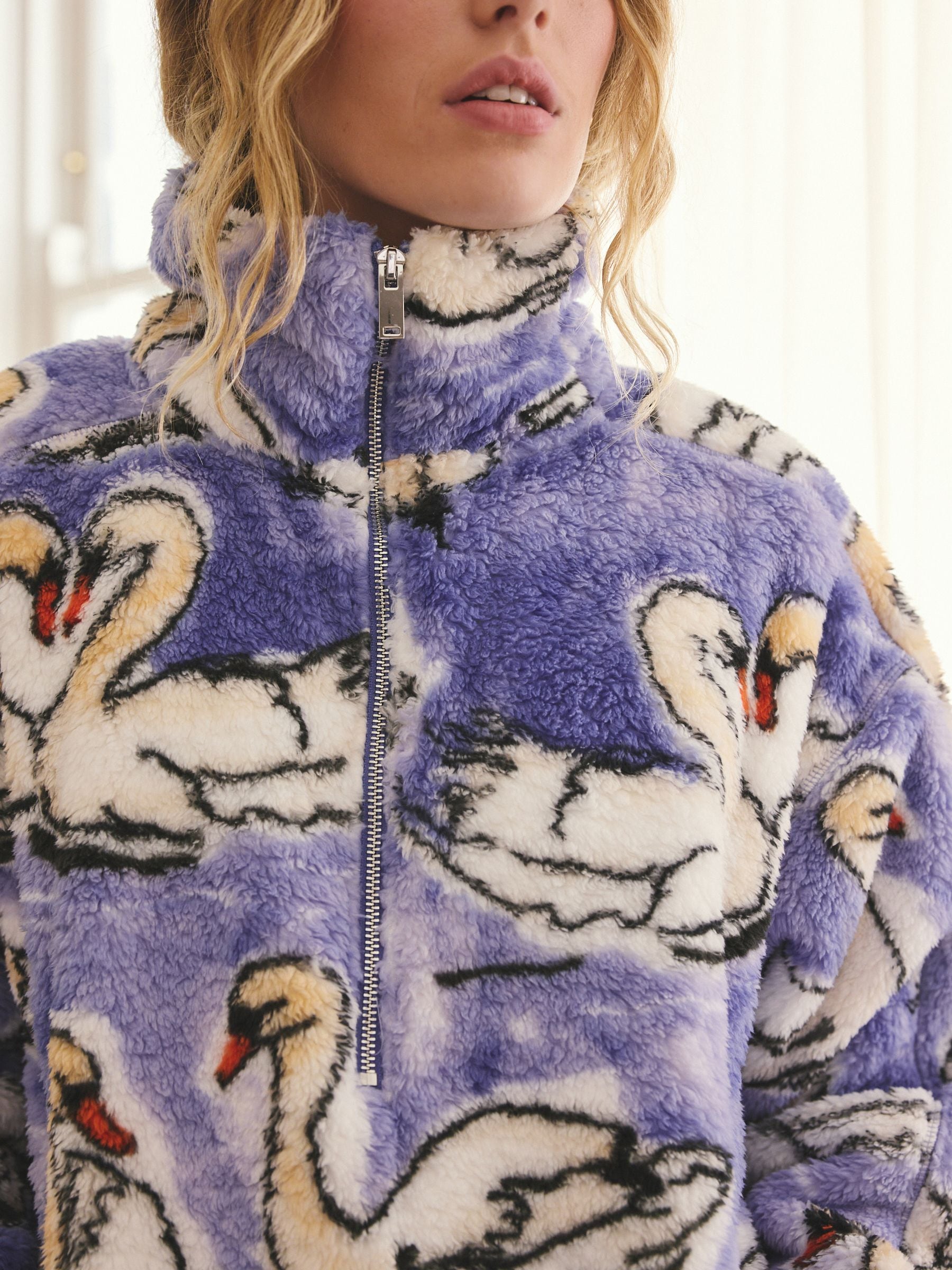 Buy Purple Swan Borg Half Zip Fleece from Next USA