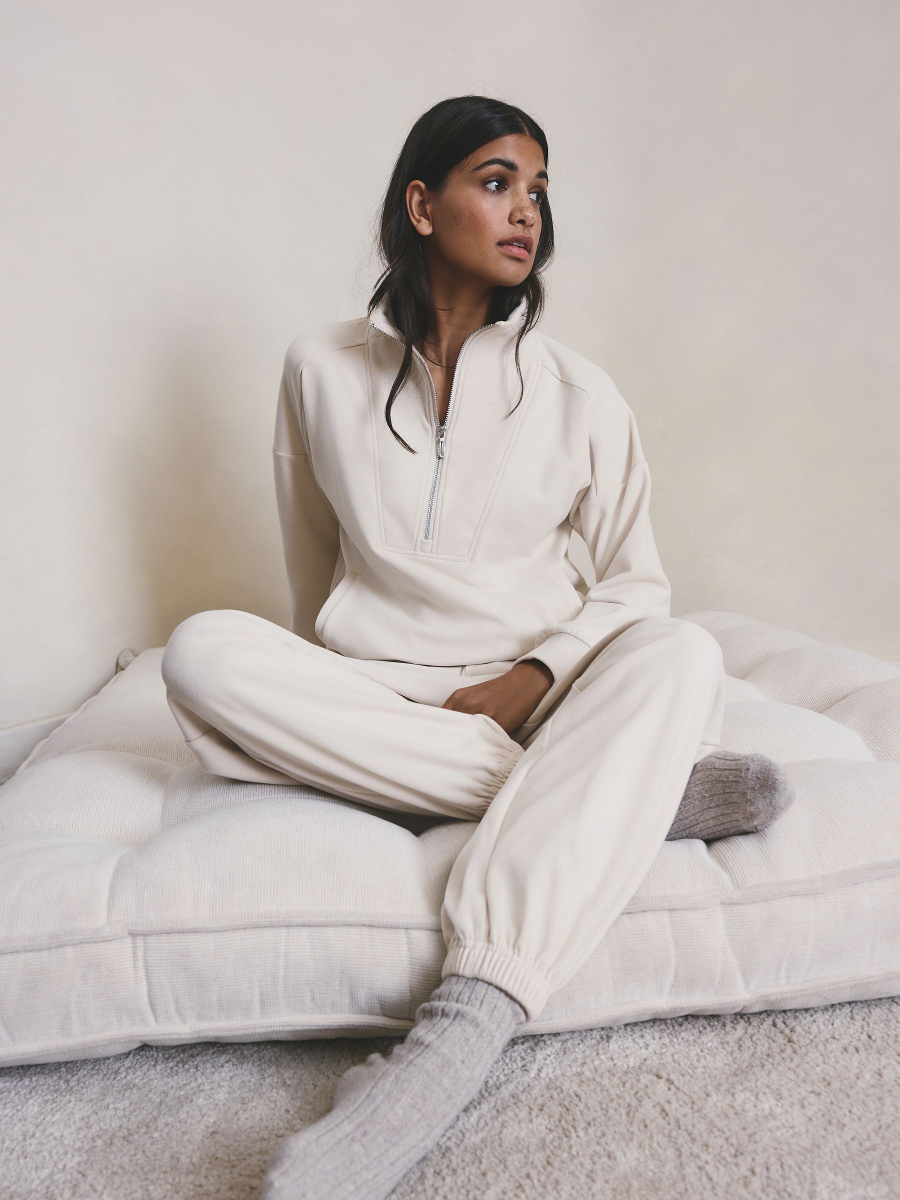 Buy Ecru Half Zip Fleece from Next USA