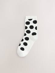 Black/White Polka Spot Ankle Socks 5 Pack - Image 3 of 8