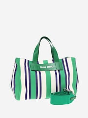Sign of the Times Green Striped Canvas 2-Way Tote Bag - Image 1 of 10