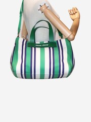 Sign of the Times Green Striped Canvas 2-Way Tote Bag - Image 10 of 10