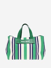 Sign of the Times Green Striped Canvas 2-Way Tote Bag - Image 2 of 10