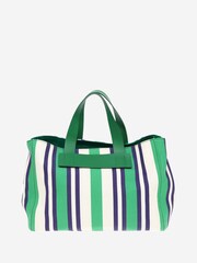 Sign of the Times Green Striped Canvas 2-Way Tote Bag - Image 3 of 10