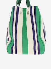 Sign of the Times Green Striped Canvas 2-Way Tote Bag - Image 5 of 10