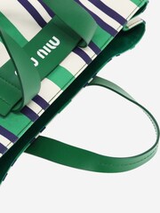 Sign of the Times Green Striped Canvas 2-Way Tote Bag - Image 6 of 10