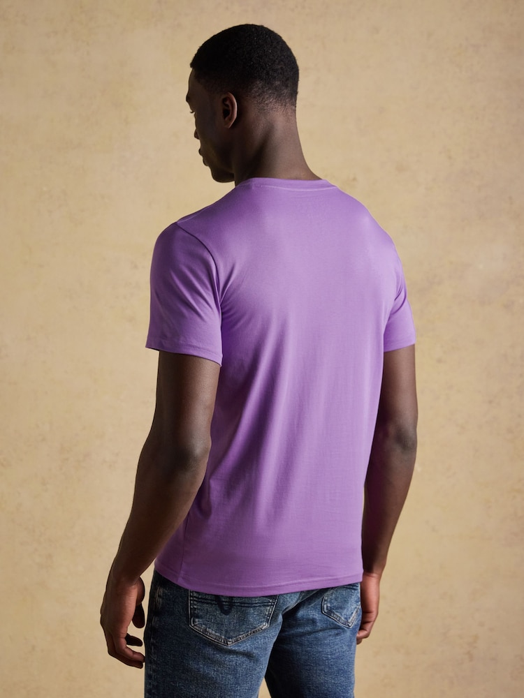Joules Everyday Purple Classic Fit Cotton T-Shirt - Image 2 of 7