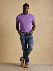 Joules Everyday Purple Classic Fit Cotton T-Shirt - Image 5 of 7