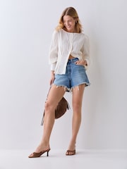 Levi's® Light Blue 501 Curve Shorts - Image 1 of 7